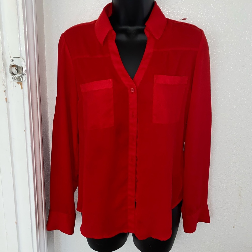 Red Button Up Dress Shirt